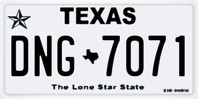 TX license plate DNG7071