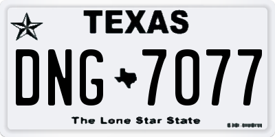 TX license plate DNG7077
