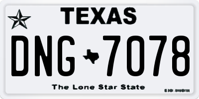 TX license plate DNG7078