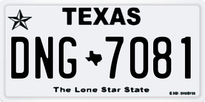 TX license plate DNG7081