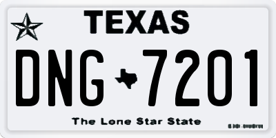 TX license plate DNG7201
