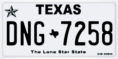 TX license plate DNG7258