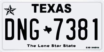 TX license plate DNG7381