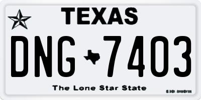 TX license plate DNG7403