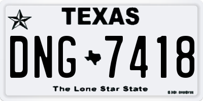 TX license plate DNG7418