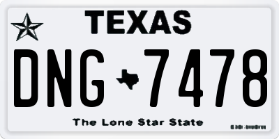 TX license plate DNG7478