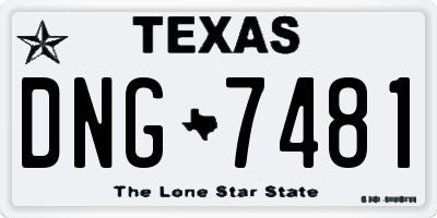 TX license plate DNG7481