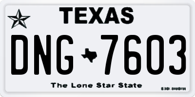 TX license plate DNG7603