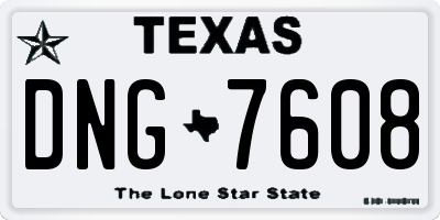 TX license plate DNG7608