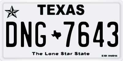 TX license plate DNG7643