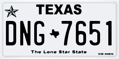 TX license plate DNG7651