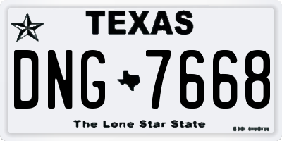 TX license plate DNG7668