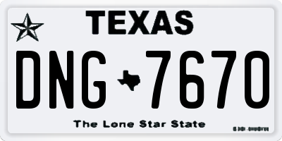 TX license plate DNG7670