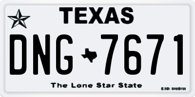 TX license plate DNG7671