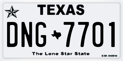 TX license plate DNG7701