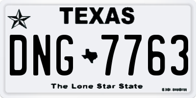 TX license plate DNG7763