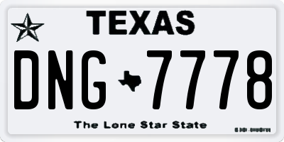 TX license plate DNG7778