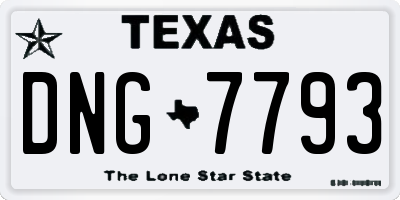 TX license plate DNG7793