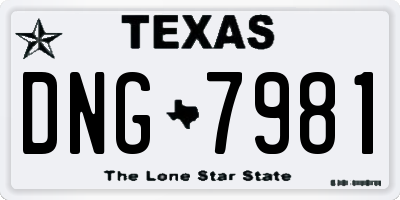 TX license plate DNG7981