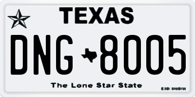 TX license plate DNG8005