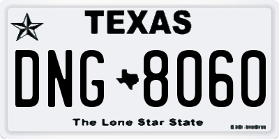 TX license plate DNG8060