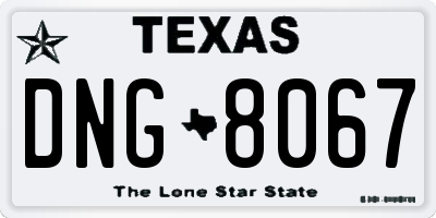 TX license plate DNG8067