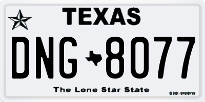 TX license plate DNG8077