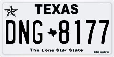 TX license plate DNG8177