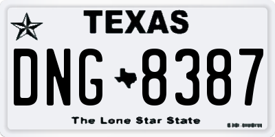 TX license plate DNG8387