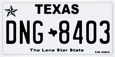 TX license plate DNG8403