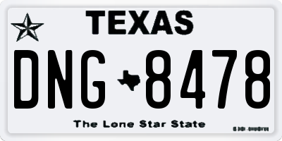 TX license plate DNG8478