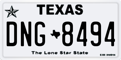 TX license plate DNG8494