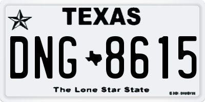 TX license plate DNG8615