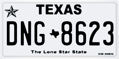 TX license plate DNG8623