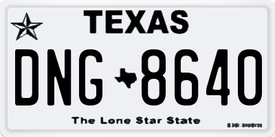 TX license plate DNG8640