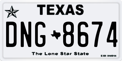 TX license plate DNG8674