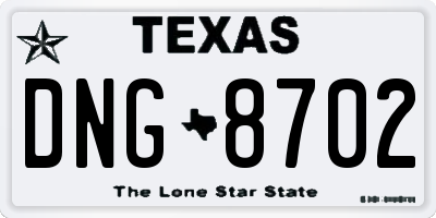 TX license plate DNG8702