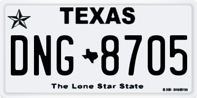 TX license plate DNG8705