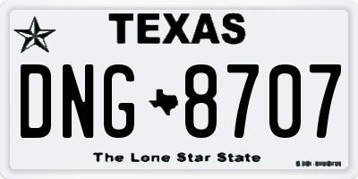 TX license plate DNG8707