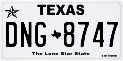 TX license plate DNG8747