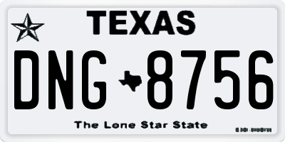 TX license plate DNG8756