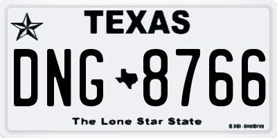 TX license plate DNG8766