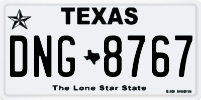 TX license plate DNG8767