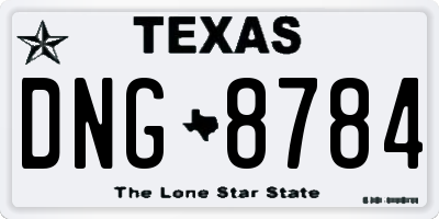 TX license plate DNG8784