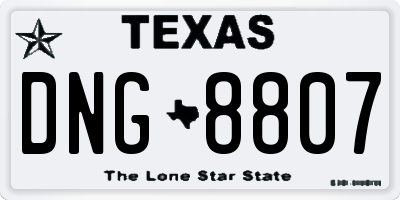 TX license plate DNG8807