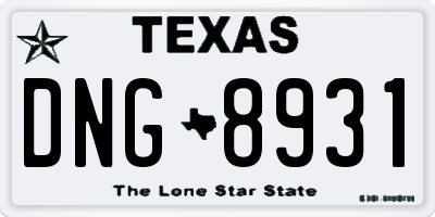 TX license plate DNG8931