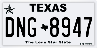 TX license plate DNG8947