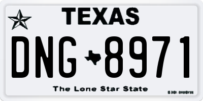 TX license plate DNG8971