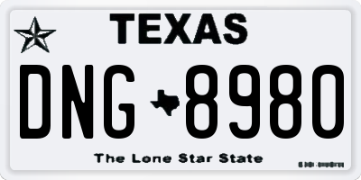 TX license plate DNG8980