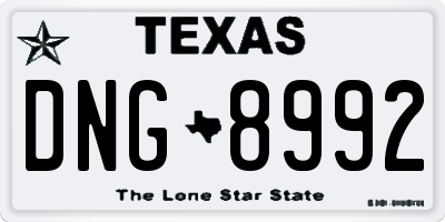 TX license plate DNG8992